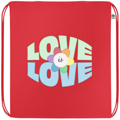 Love is Love Flower Design - Premium colored organic cotton drawstring bag_RED_front