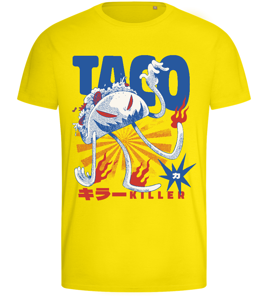 Taco Killer Design - Basic men's fitted t-shirt_YELLOW_front
