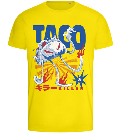 Taco Killer Design - Basic men's fitted t-shirt_YELLOW_front