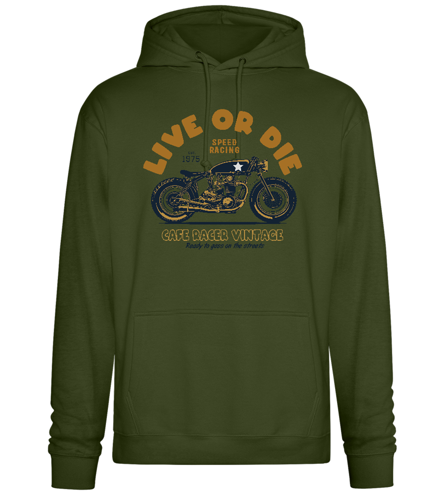 Cafe Racer Motor Design - Premium Essential Unisex Hoodie_ARMY_front