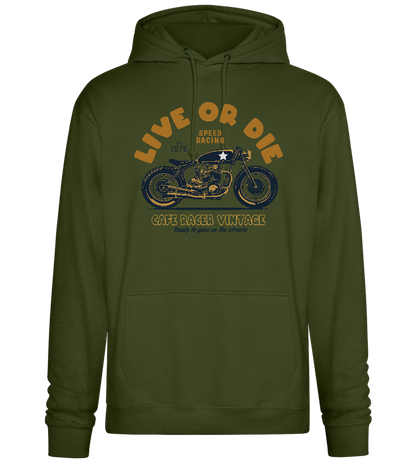 Cafe Racer Motor Design - Premium Essential Unisex Hoodie_ARMY_front