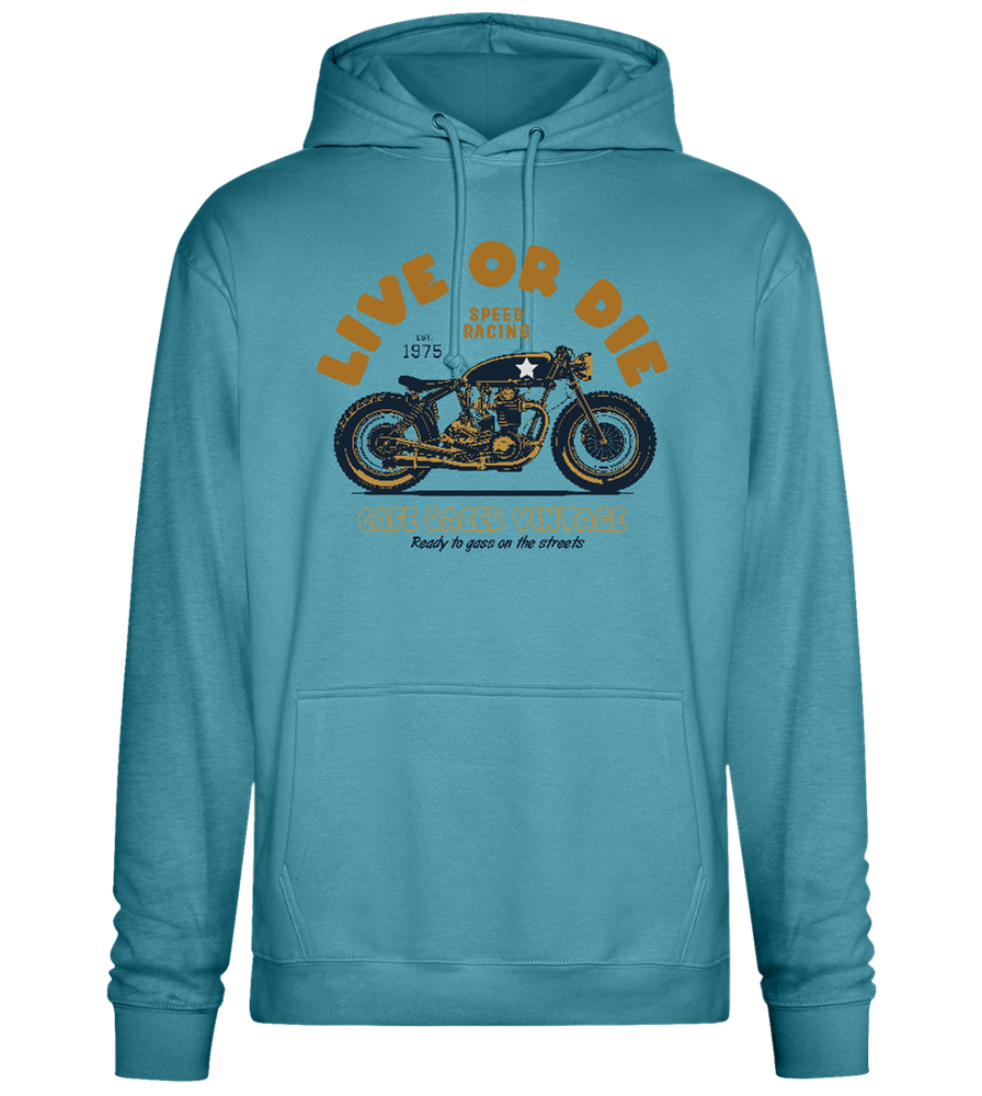 Cafe Racer Motor Design - Premium Essential Unisex Hoodie_POOL BLUE_front