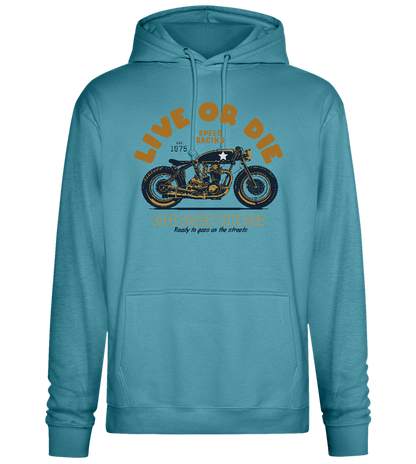 Cafe Racer Motor Design - Premium Essential Unisex Hoodie_POOL BLUE_front