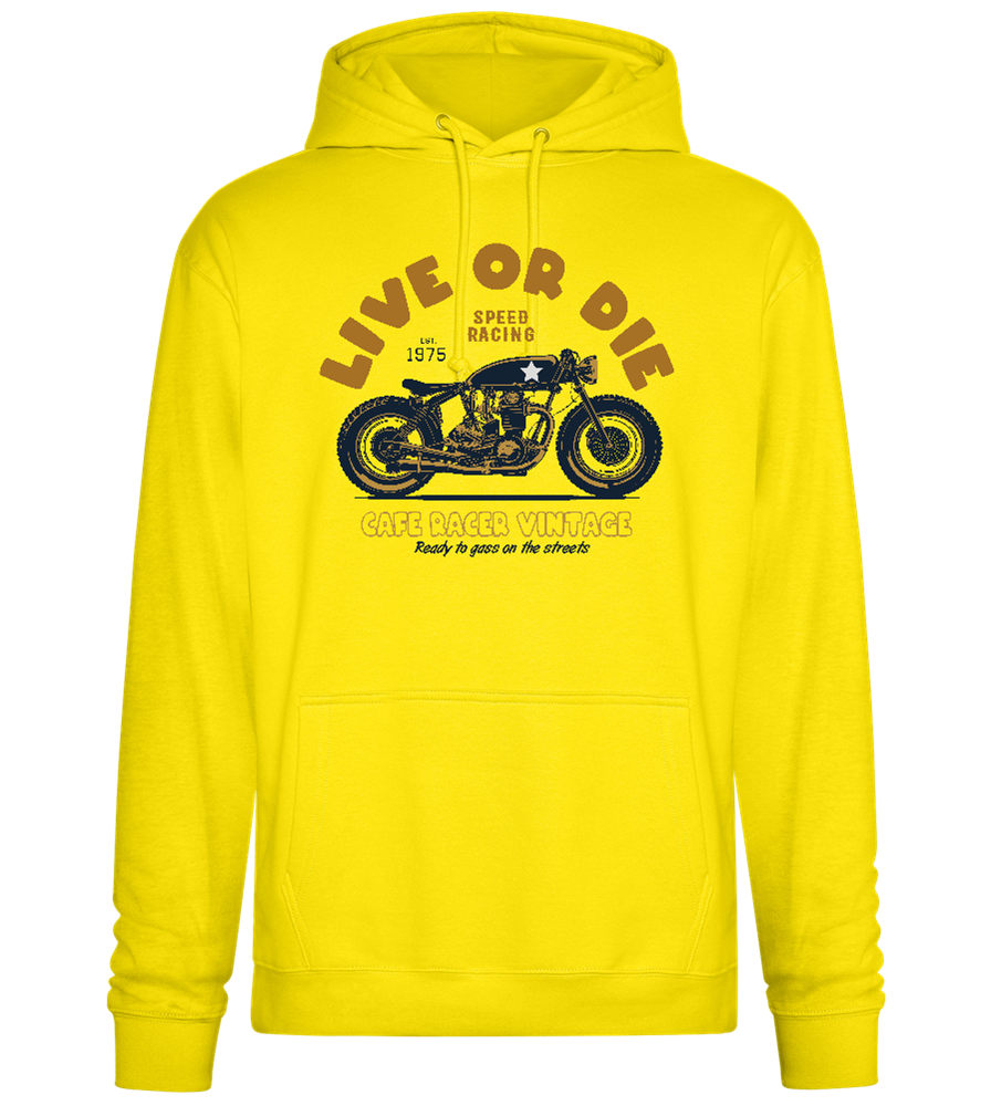 Cafe Racer Motor Design - Premium Essential Unisex Hoodie_YELLOW_front