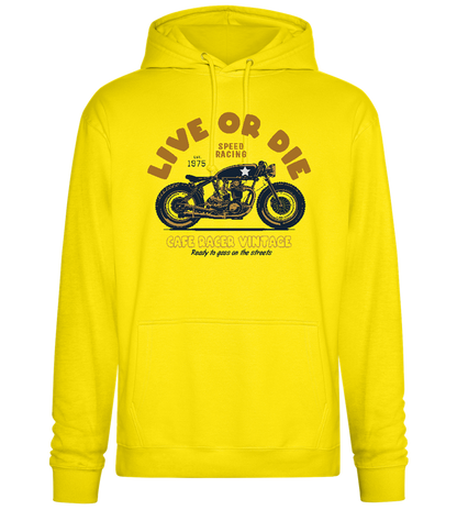 Cafe Racer Motor Design - Premium Essential Unisex Hoodie_YELLOW_front