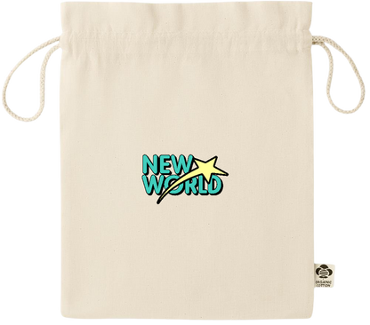 New World Design - Essential medium organic drawcord gift bag_BEIGE_front