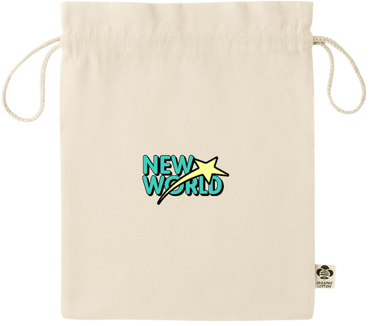 New World Design - Essential medium organic drawcord gift bag_BEIGE_front