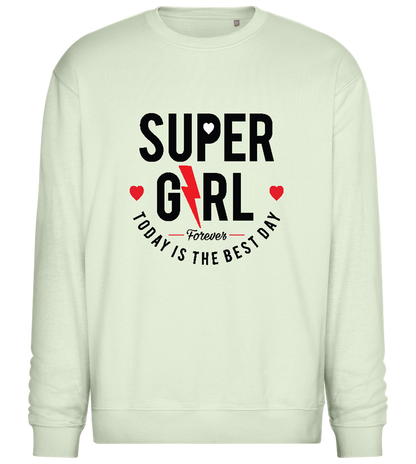 Super GRL Forever Design - Comfort Essential Unisex Sweater_CREAMY GREEN_front