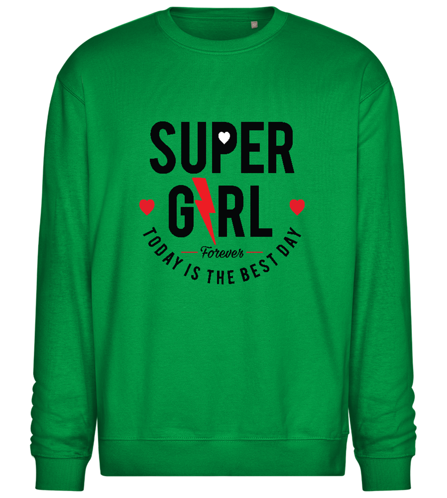 Super GRL Forever Design - Comfort Essential Unisex Sweater_MEADOW GREEN_front