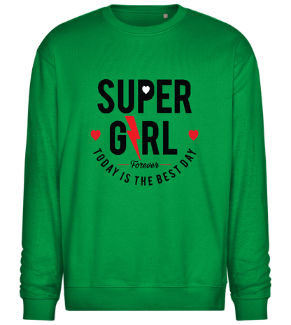 Super GRL Forever Design - Comfort Essential Unisex Sweater_MEADOW GREEN_front