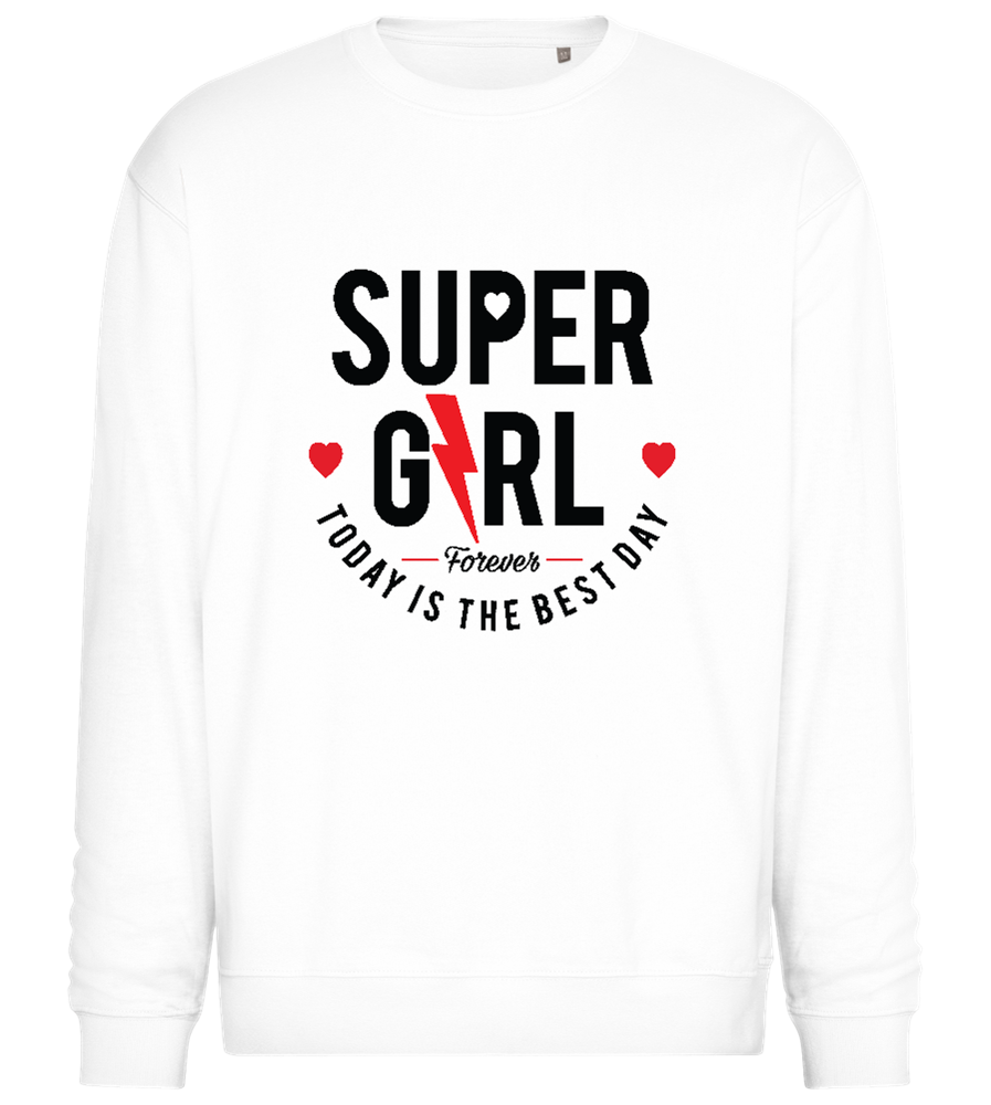 Super GRL Forever Design - Comfort Essential Unisex Sweater_WHITE_front