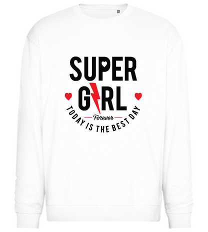 Super GRL Forever Design - Comfort Essential Unisex Sweater_WHITE_front