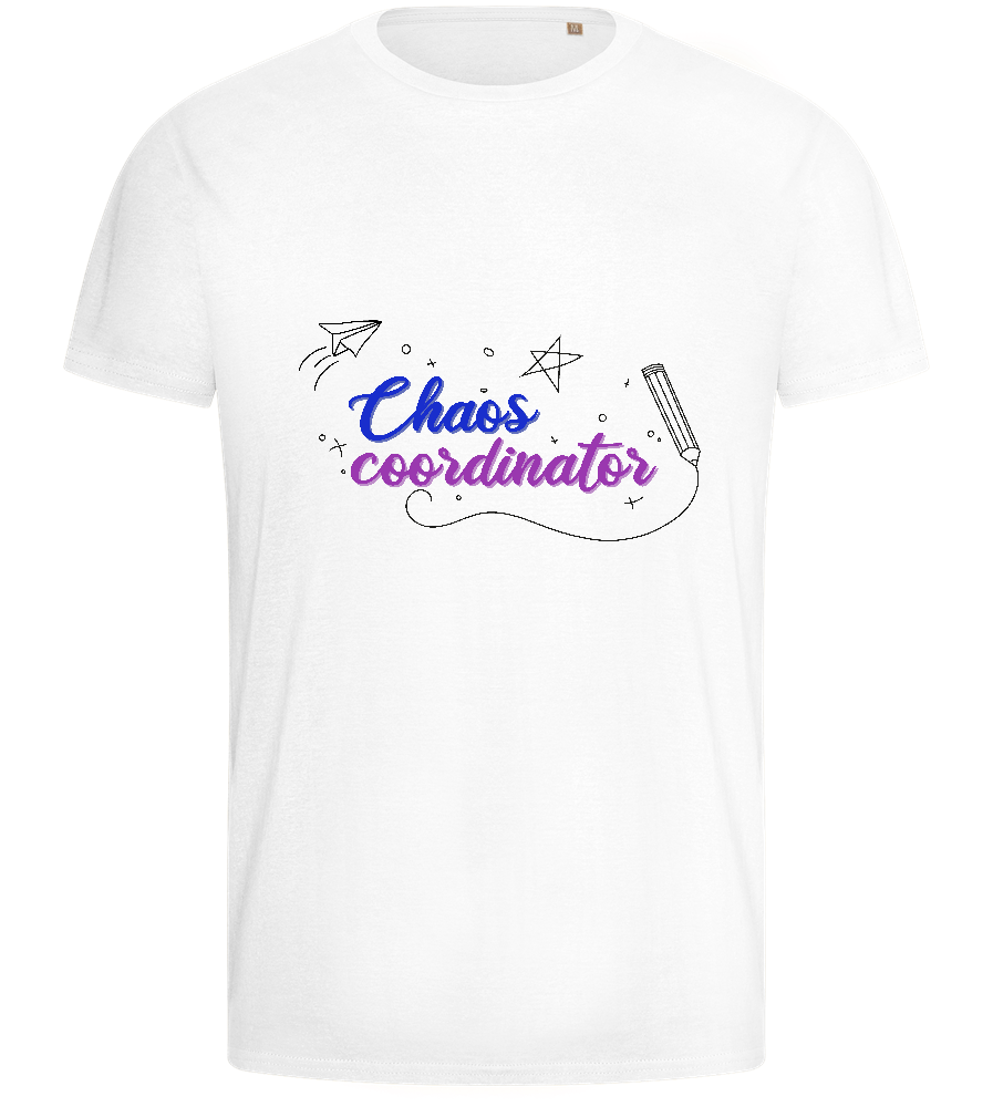 Chaos Coordinator Doodles Design - Basic men's fitted t-shirt_WHITE_front