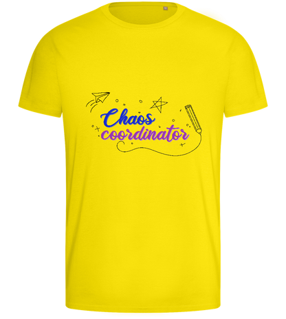 Chaos Coordinator Doodles Design - Basic men's fitted t-shirt_YELLOW_front