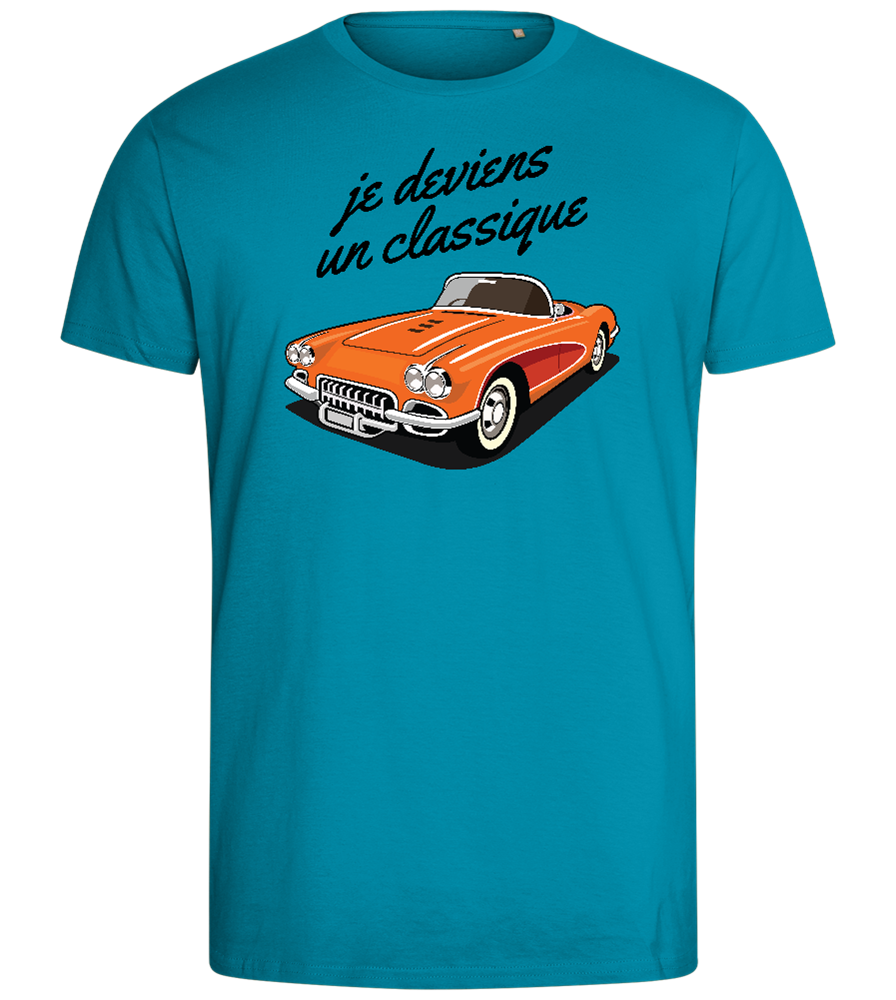 Becoming A Classic Design - Comfort men's fitted t-shirt_TURQUOISE_front