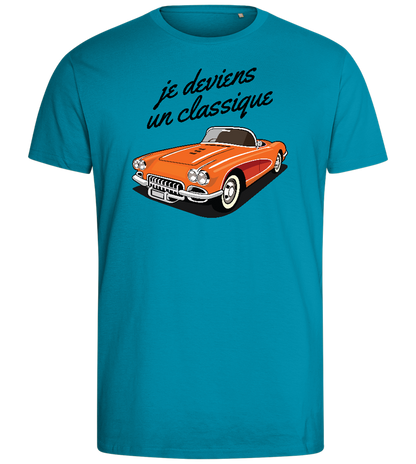 Becoming A Classic Design - Comfort men's fitted t-shirt_TURQUOISE_front