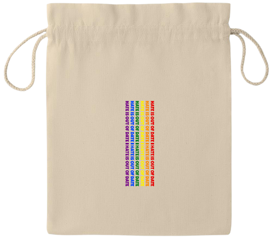 Hate is Out of Date Design - Essential medium drawcord gift bag_BEIGE_front