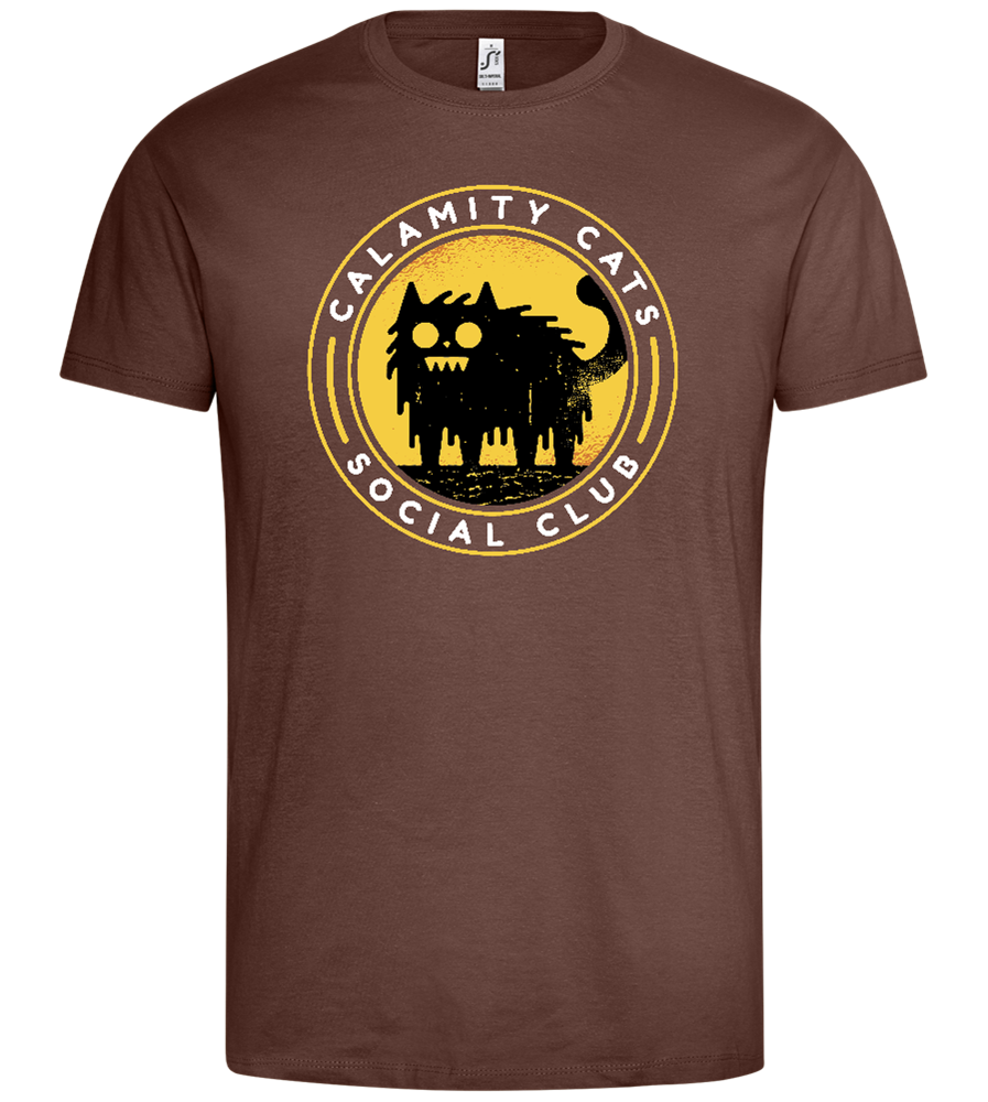 Calamity Cats Design - Premium men's t-shirt_CHOCOLATE_front