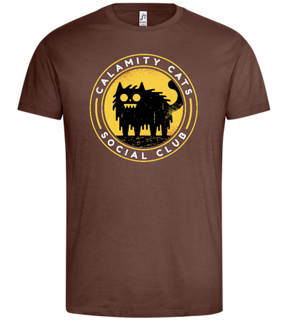 Calamity Cats Design - Premium men's t-shirt_CHOCOLATE_front