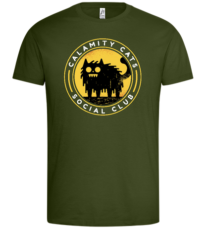 Calamity Cats Design - Premium men's t-shirt_DARK KHAKI_front