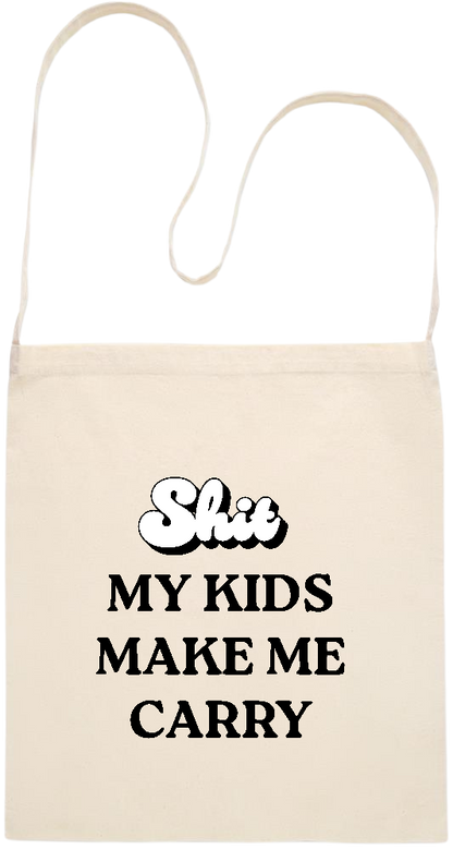 My Kids Make Me Carry Design - Essential cross shoulder cotton tote bag_BEIGE_front