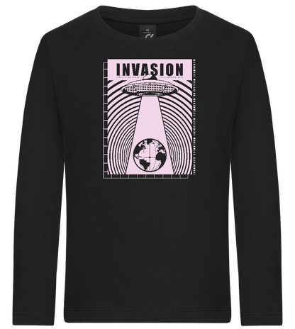 Invasion Ufo Design - Premium kids long sleeve t-shirt_DEEP BLACK_front
