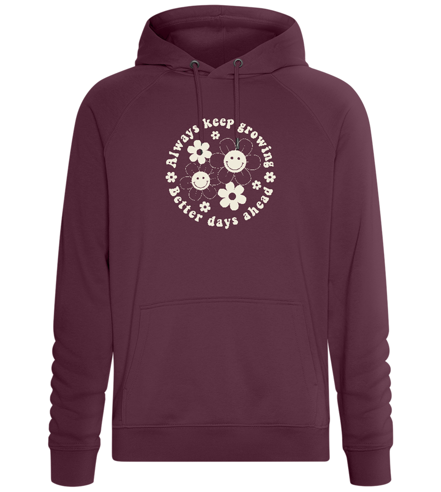 Keep Growing Smiley Design - Comfort unisex hoodie_BORDEAUX_front