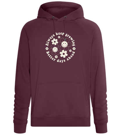 Keep Growing Smiley Design - Comfort unisex hoodie_BORDEAUX_front