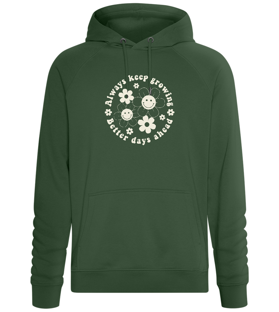 Keep Growing Smiley Design - Comfort unisex hoodie_GREEN BOTTLE_front