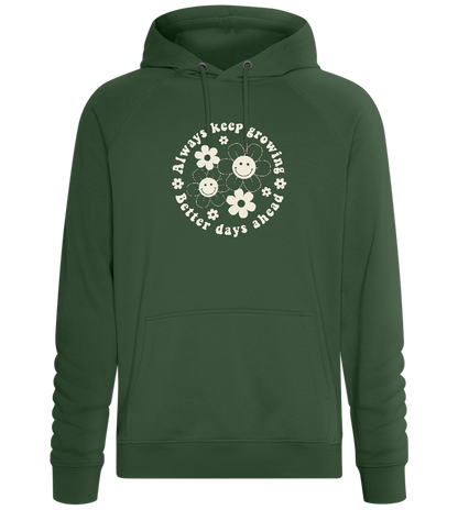 Keep Growing Smiley Design - Comfort unisex hoodie_GREEN BOTTLE_front