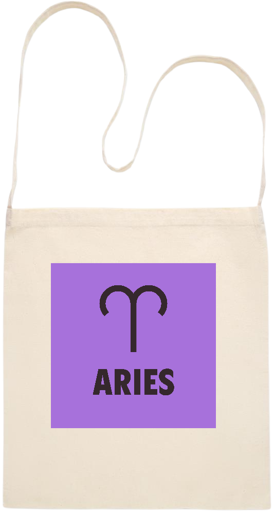 Zodiac Aries Design - Essential cross shoulder cotton tote bag_BEIGE_front