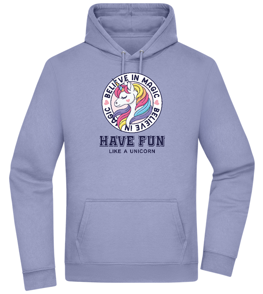 Believe in Magic Unicorn Design - Premium Essential Unisex Hoodie_BLUE_front