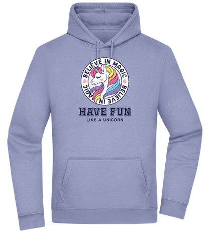 Believe in Magic Unicorn Design - Premium Essential Unisex Hoodie_BLUE_front