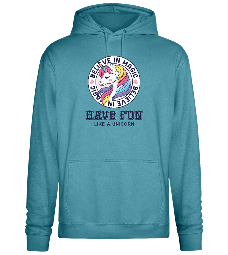 Believe in Magic Unicorn Design - Premium Essential Unisex Hoodie_POOL BLUE_front