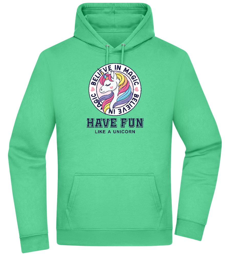 Believe in Magic Unicorn Design - Premium Essential Unisex Hoodie_SPRING GREEN_front