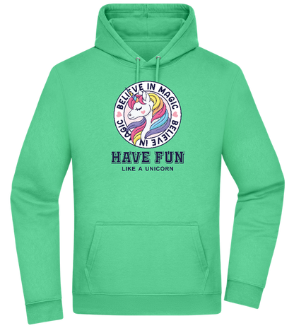 Believe in Magic Unicorn Design - Premium Essential Unisex Hoodie_SPRING GREEN_front