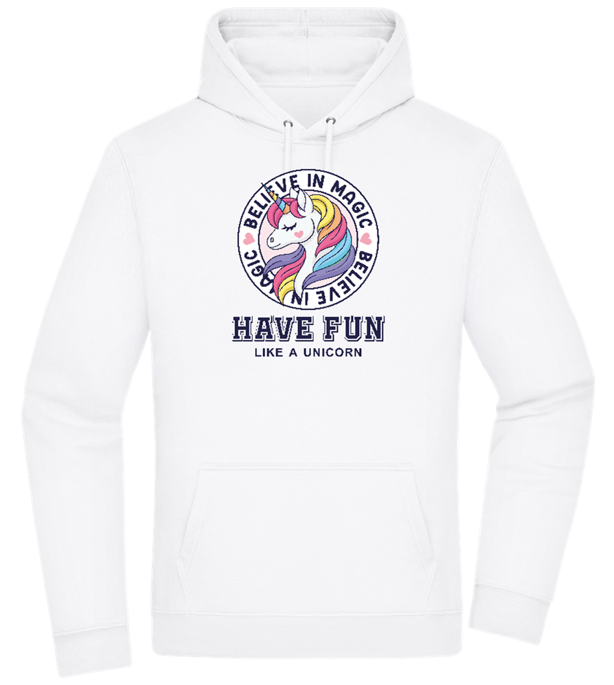 Believe in Magic Unicorn Design - Premium Essential Unisex Hoodie_WHITE_front