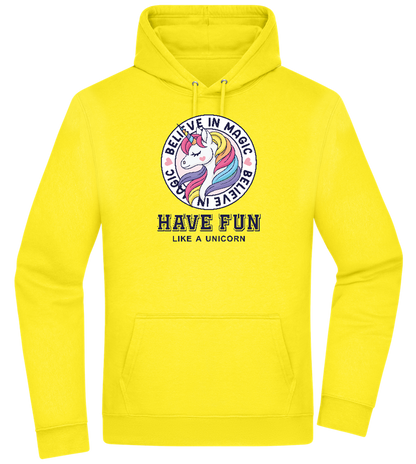 Believe in Magic Unicorn Design - Premium Essential Unisex Hoodie_YELLOW_front