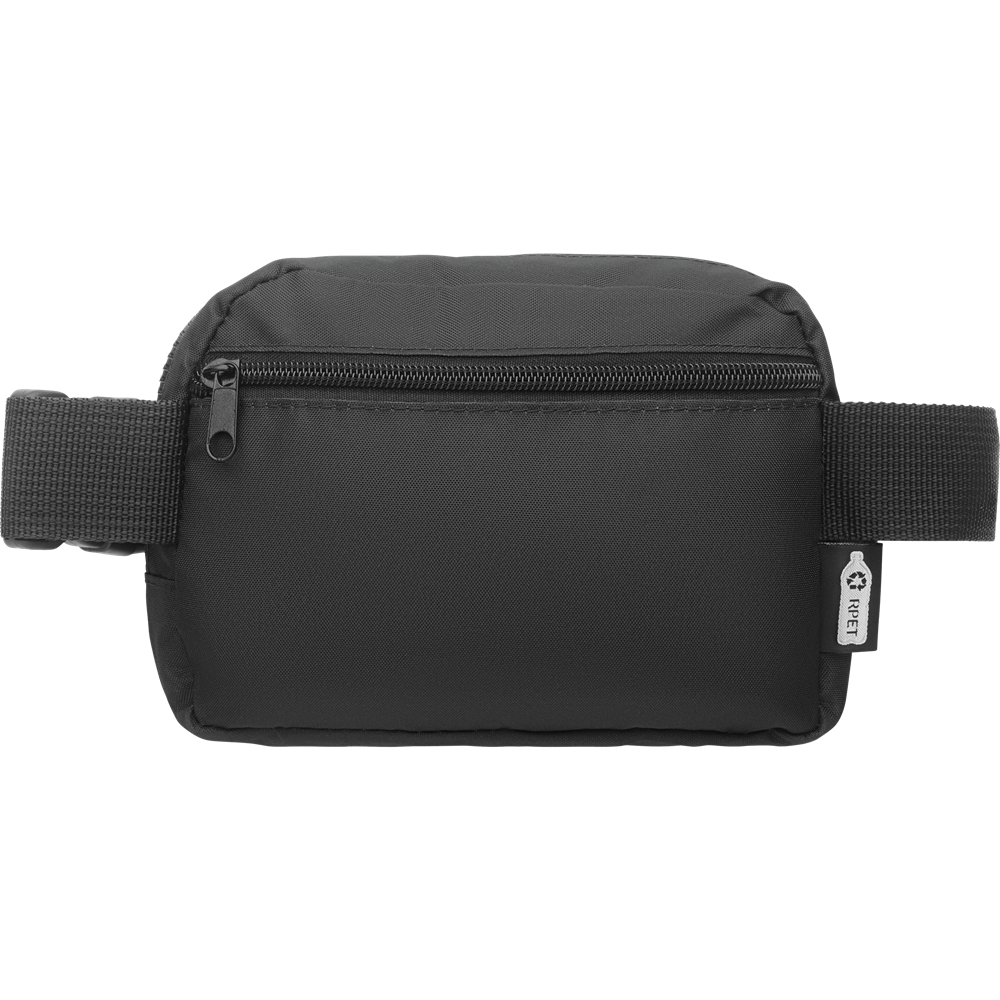 300D RPET Polyester Waist Bag_BLACK_front