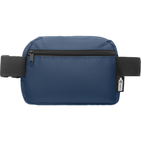300D RPET Polyester Waist Bag_BLUE_front