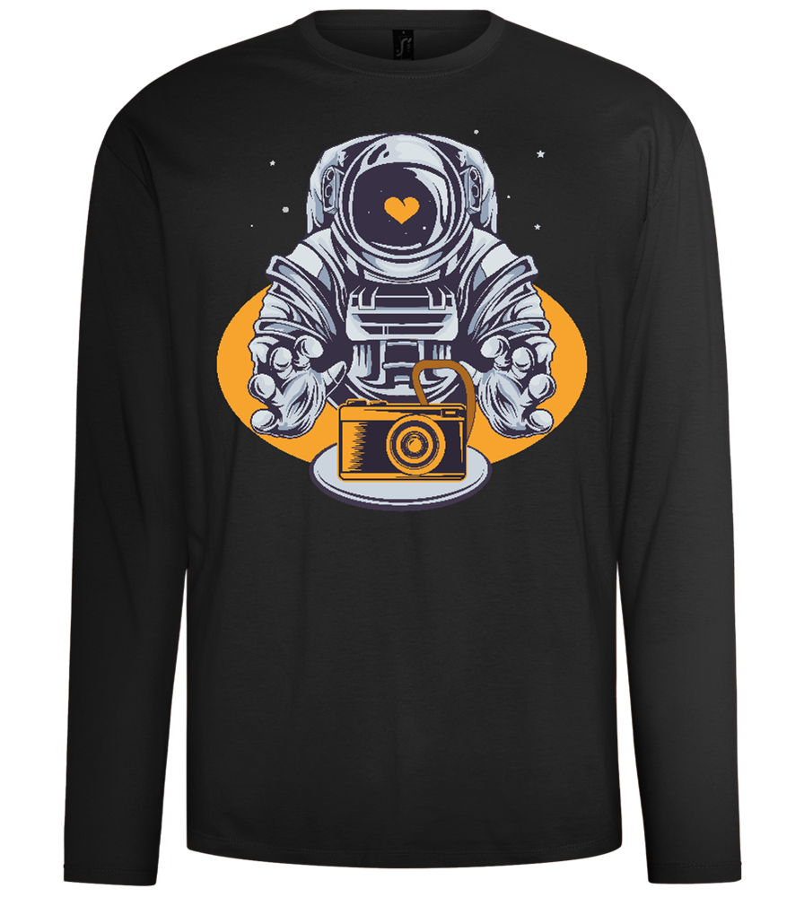 Spaceman Camera Design - Comfort men's long sleeve t-shirt_DEEP BLACK_front