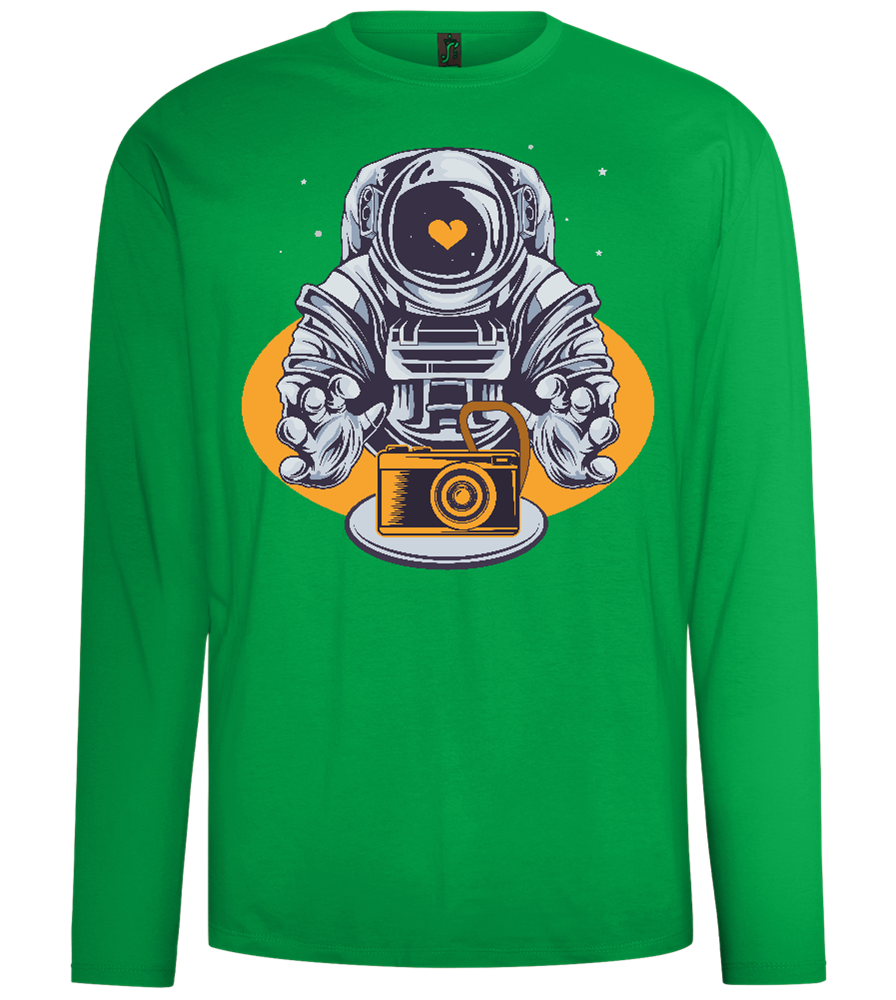 Spaceman Camera Design - Comfort men's long sleeve t-shirt_MEADOW GREEN_front