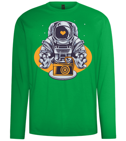 Spaceman Camera Design - Comfort men's long sleeve t-shirt_MEADOW GREEN_front