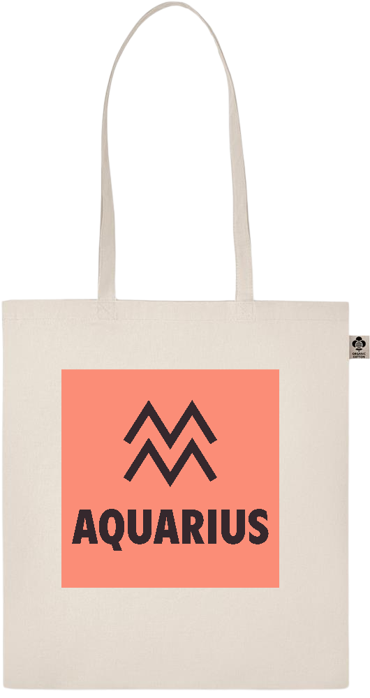 Zodiac Aquarius Design - Basic organic cotton shopping bag_BEIGE_front