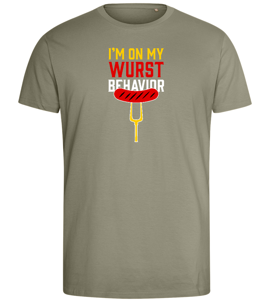 I'm On My Wurst Behaviour Design - Comfort men's fitted t-shirt_KHAKI_front