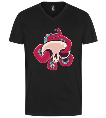 Squid Skull Design - Premium men's v-neck t-shirt_DEEP BLACK_front