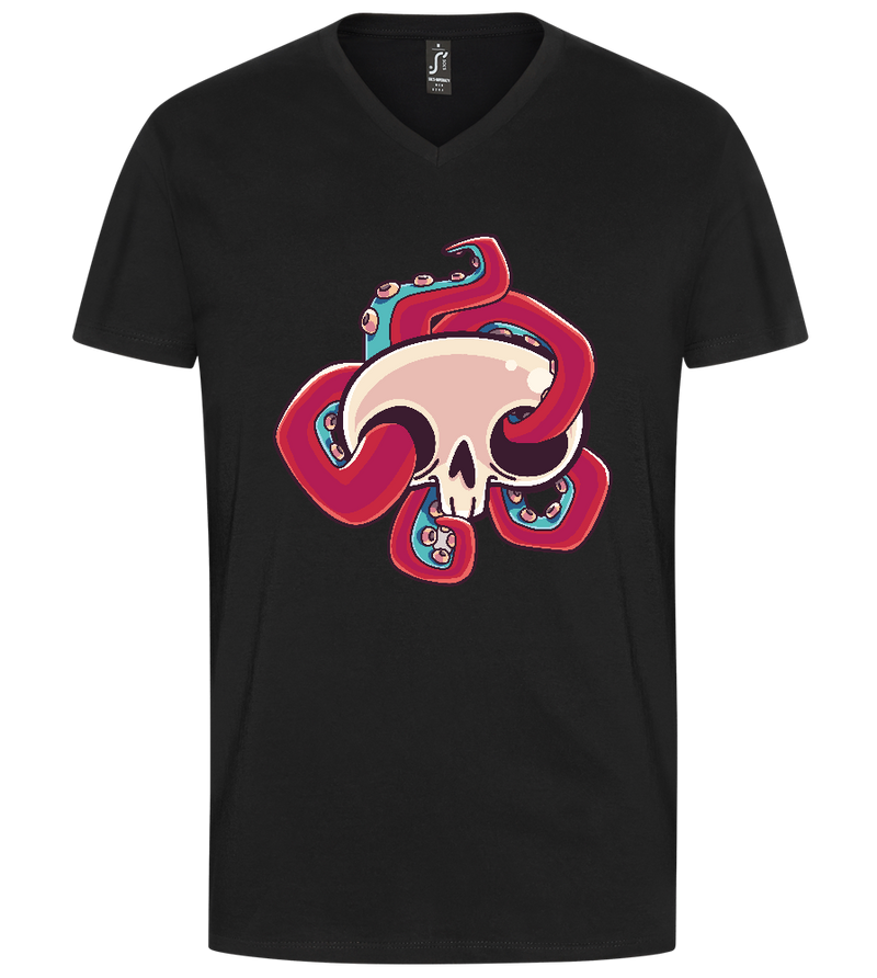 Squid Skull Design - Premium men's v-neck t-shirt_DEEP BLACK_front