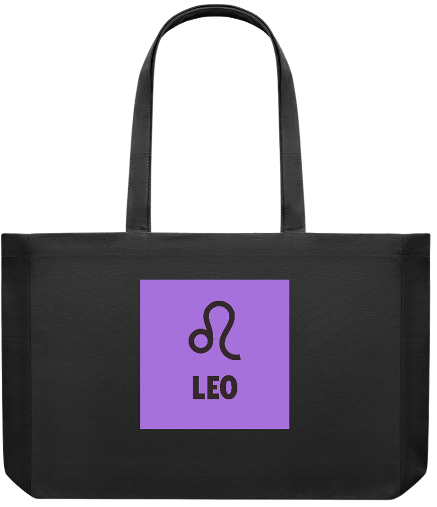 Zodiac Leo Design - Premium large recycled shopping tote bag_BLACK_front