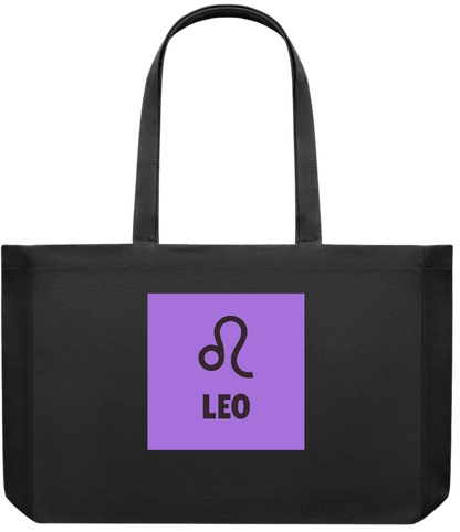 Zodiac Leo Design - Premium large recycled shopping tote bag_BLACK_front