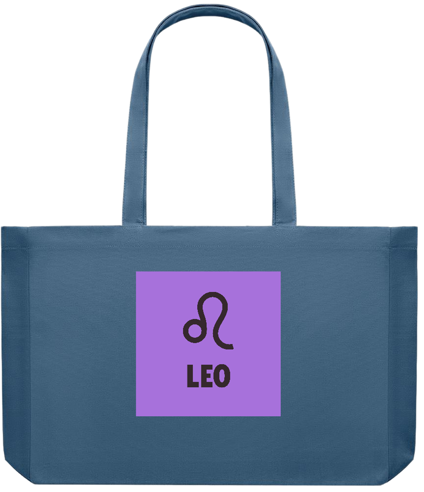 Zodiac Leo Design - Premium large recycled shopping tote bag_BLUE_front